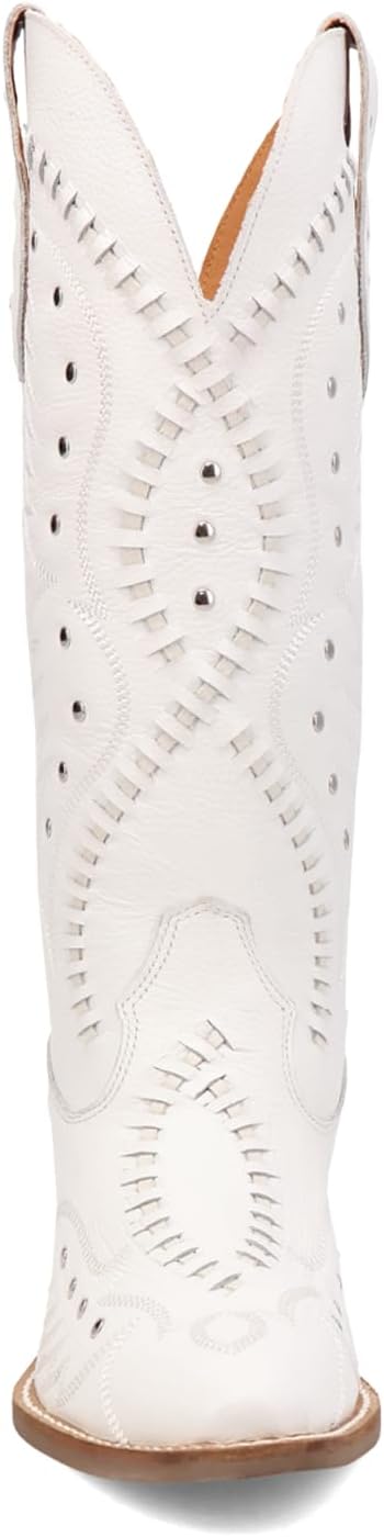 Dingo Womens Pretty N' Pink Embroidered Studded Snip Toe Pull On Casual Boots Mid Calf Mid Heel 2-3" - Blue