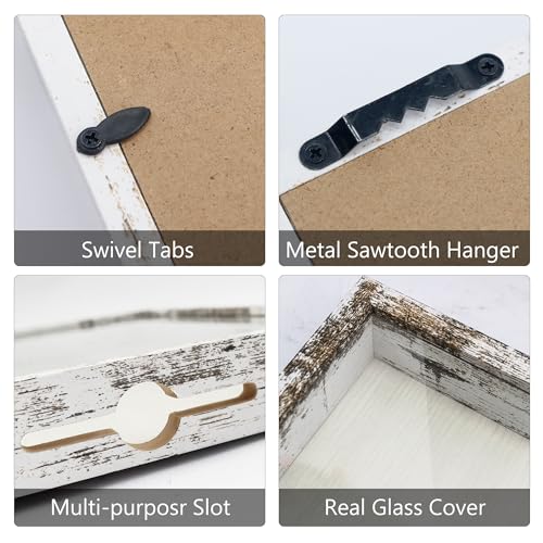 Image of GraduationMall 12x16 Top Loading Shadow Box Frame with HD Glass,Wood Display Case with Slot,1.25 inches Interior Depth,Ideal for Wine Bottle Caps,Tickets,Shells,Stamps and More,White