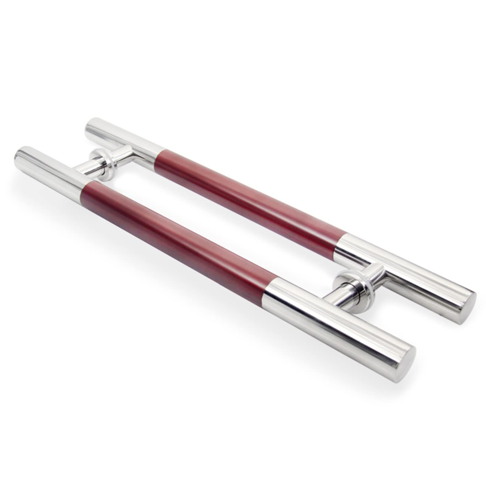 Poignée de porte acier inoxydable grain de bois 24" double action pousser tirer