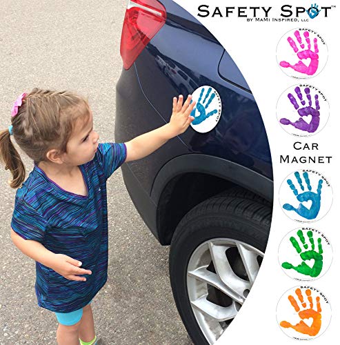 Image of Magnet - Kids Handprint for Car Parking Lot Safety - White Background (Purple)
