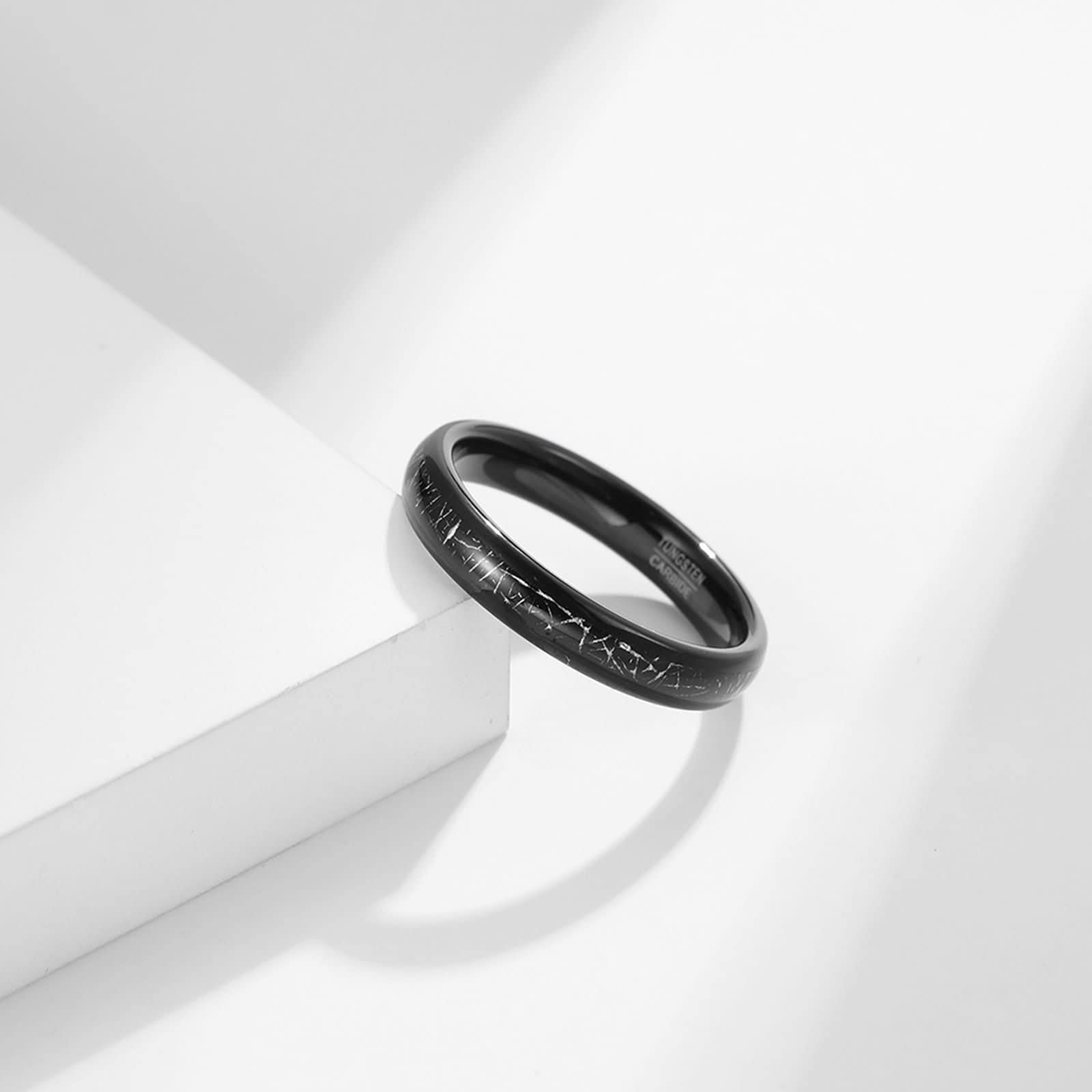Anillos Parejas,Anillos Personalizados para Parejas Anillos Tungsteno de Pareja 4MM Anillo Negro con Redondo Anillo Promesa Pareja