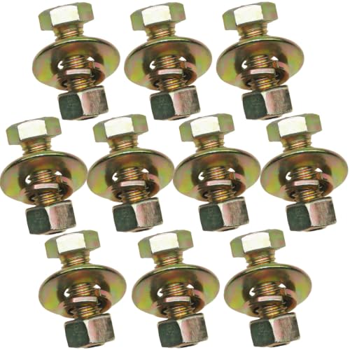Image of 1 /2 inch x 1-1 /2 inch Grade 8 Hex Head Bolt and nut,Spring Lock Washer and Large Flat Washer Assortment Kit, Color Gavalization,Alloy Steel,Heavy Duty,(10sets Pack),by Metalsuberg.