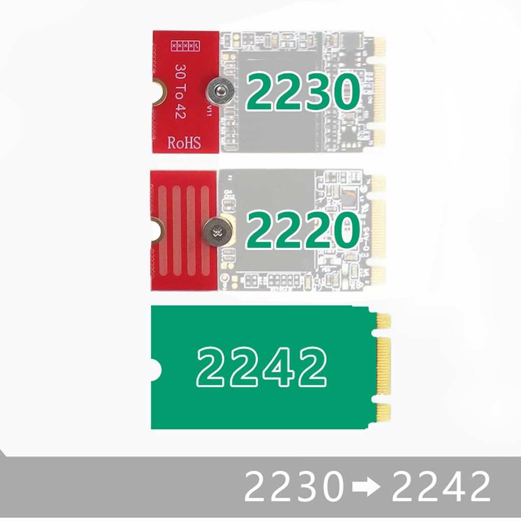 NGFF NVME M2 M2PLUS 2230 a 2280 Tarjeta adaptadora 2230, 2242, 2260, 2280, transferencia extendida de cambio de tamaño largo para SSD M.2 U.2 M3 M.3 (10 unidades) 2