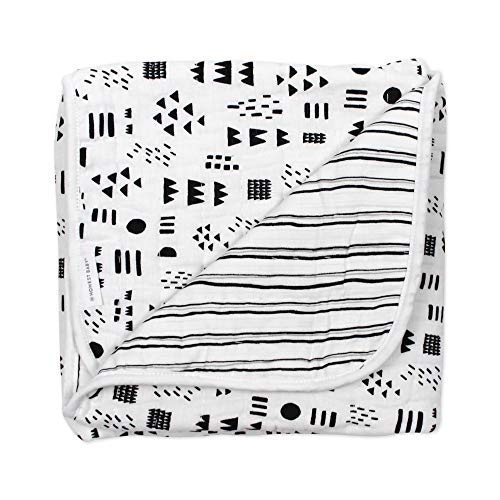 Image of HonestBaby Hand-Quilted Baby Blanket Reversible 100% Organic Cotton for Infant Boys, Girls, Pattern Play/Sketchy Stripe, One Size