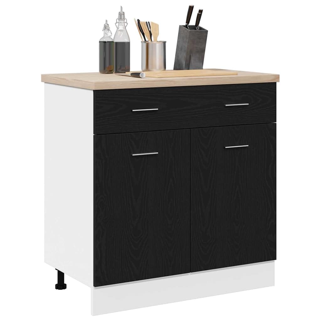 vidaXL Hanging Cabinet Black Oak 80 x 31 x 81.5 cm Engineered Wood, Modern Kitchen Cabinet, Rectangular Design, Ample Storage, Durable Materials, Contemporary Style, Home Organization Solutions