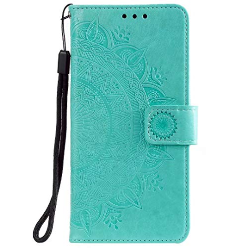 Reevermap iPhone 8 Plus Case, Flip Shockproof Premium PU Leather Wallet Card Slots Embossed Mandala Magnetic Buckle Stand Bumper Phone Cover for iPhone 8 Plus, Green