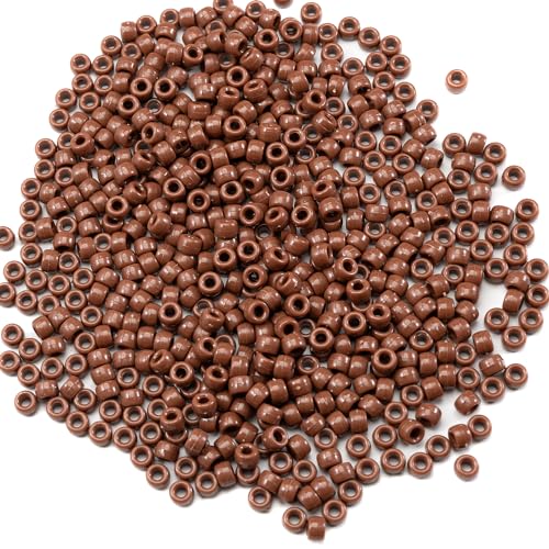 Image of Gxueshan 1000 Pcs Acrylic Brownish Red Pony Beads Friendship Beads 6x9mm Bulk for Bracelet Necklace Jewelry Making Earring Hair Braiding Kandi Beads