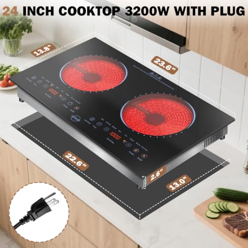 Image of Hobsir 2 Burner Electric Cooktop 110V with Plug, Total 2000W Shared Power