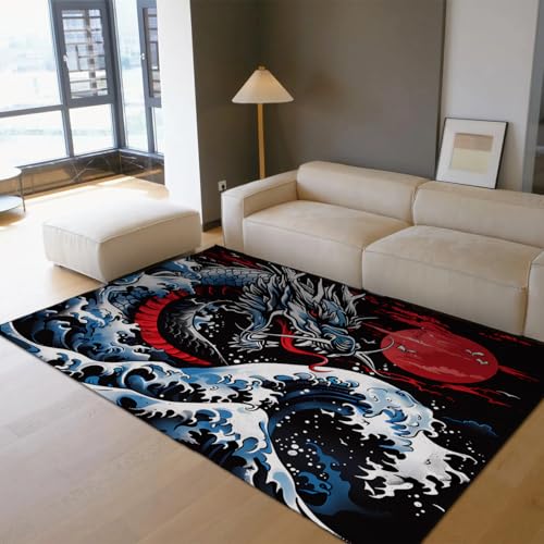 Tapis salon dragon japonais pour décorer un bureau ou une classe - 2