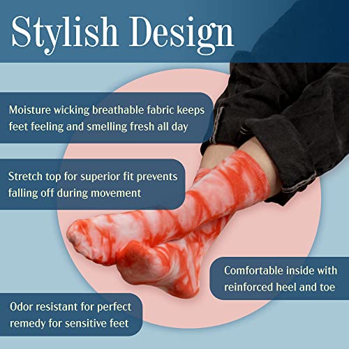 Bamboomn Men's Bamboo Athletic Tie Dye Crew Socks - Yellow Orange - Extra Large - 2 Pairs #TOP4