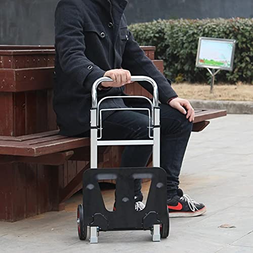ChengBeautiful Sackkarre Faltende zusammenklappbare Handwagenwagenwagen mit griffigem tragbarem Leichter Aluminium-Aloy-Handwagen (Farbe : Silver, Size : 42x38x108cm) – Bild 5