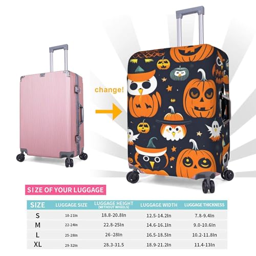 Housse de valise motif Halloween blanche lavable en polyester extensible de taille M