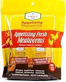 Amzey Fresh Mealworms 8.4 oz (1600 Count Total, 12 Bags) Superior to Live Meal Worms - Premium Food for Leopard Gecko, Birds, Sugar Glider, Hedgehog - High Nutritients, No Preservatives