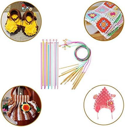 23 Pieces Tunisian Crochet Hooks Set, 11 Tunisian Afghan Aluminum Knitting Needles Set (2mm to 8mm), 12 Bead Carbonized Bamboo Needle Hook (3.0mm to 10.0mm)