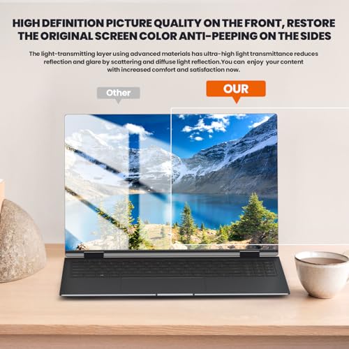 GUDTEKE HD Laptop Privacy Screen 13.3 Inch Upgraded Laptop Screen Privacy Shield 16:9 Aspect Removable Privacy Screen Compatible with Lenovo/HP/Dell, Blue Light UV-Blocking Screen Privacy Filter