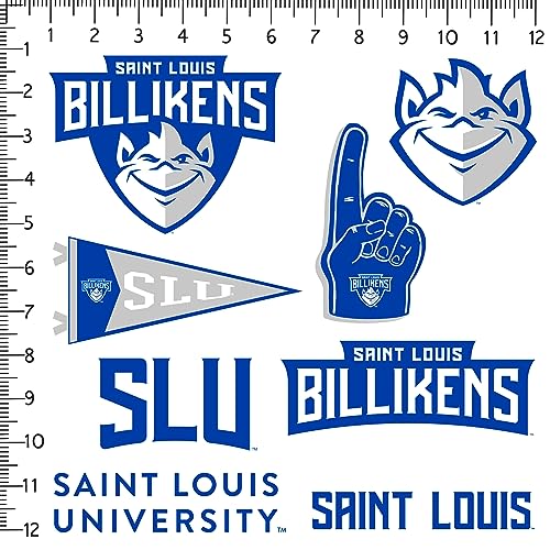 Image of Saint Louis University 8ct Vinyl Large Deluxe Stickers Variety Pack - Laptop, Water Bottle, Scrapbooking, Tablet, Skateboard, Indoor /Outdoor - Set of 8