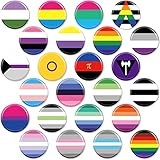 Sasylvia 24 Pcs Rainbow Pride Pins Bulk LGBTQ Button Pin Lesbian Gay Bisexual Pride Stuff Round Buttons Badge for Men Women Clothing Bag Accessories Party, 1.57 x 1.57 Inch (Mixed Styles)