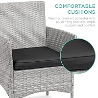 Best Choice Products 3-Piece Outdoor Wicker Conversation Bistro Set, Space Saving Patio Furniture for Garden w/Side Table - Gray/Black — image 4