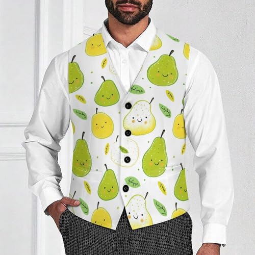 Pear Fruit Pattern Trendy Vest Suit for Men V Neck Formal Dress Waistcoat Vests Business Slim Fit4
