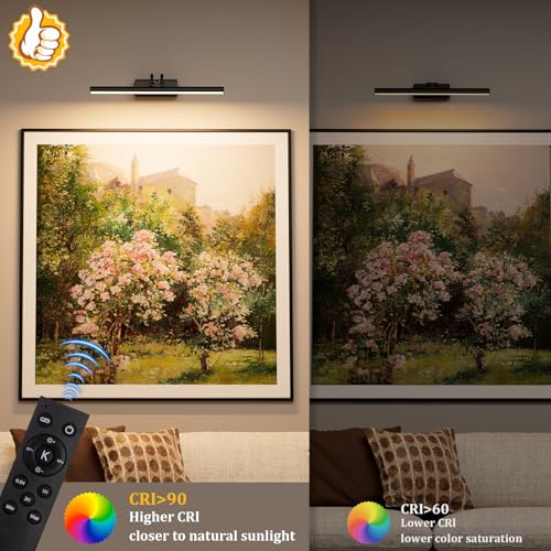 Image of Battery Operated Wall Light, 13.8'', Set of 2, Black, Remote Control | 4000mAh Cordless, Wall Light, Magnetic for Easy to Charge,Timers, Display for Gallery Living Room Bedroom