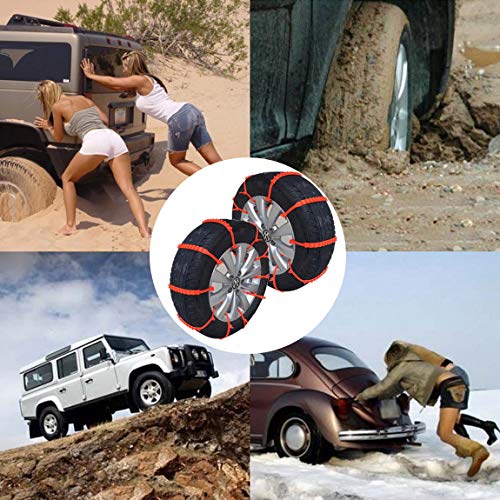 soyond Snow Chains Car Anti Slip Snow Tire Chains Adjustable Anti-Skid Chains Car Tire Snow Chains for Car/SUV/Trucks-Set of 6 Width 165-255mm/6.4-10.1''