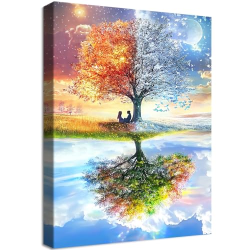 Impression sur toile couple sous l'arbre décoration salon BOSKMS 60x90cm