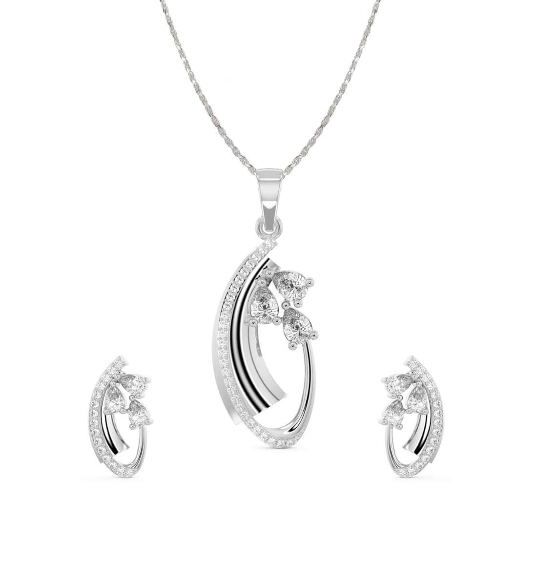 Clara 925 Sterling Silver Orla Pendant Earring Chain Jewellery Set | Rhodium Plated, Swiss Zirconia | Gift for Women & Girls (B0CYLHCBM5) Amazon Price History, Amazon Price Tracker