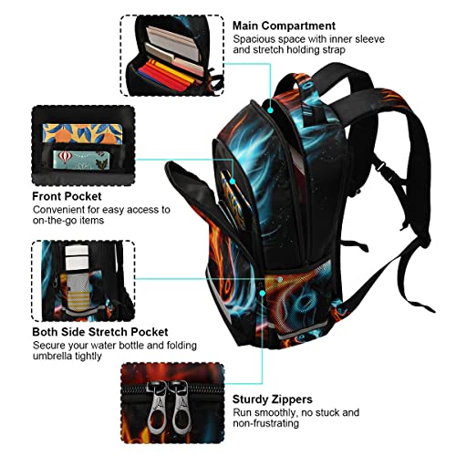 Yin Yang Black Backpack for Boys Girls Kids, Laptop Bookbag Lightweight Travel Daypack School Backpacks4