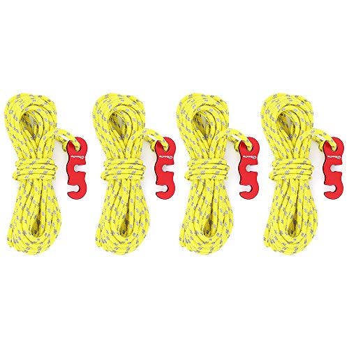 DingGreat 4 Pezzi Corda Riflettente Corda Nylon Cordino da Tenda con Regolatore di Tiranti Campeggio Accessori per Tenda da Campeggio Sport e Tempo Libero Camping e Outdoor Accessori per Tende