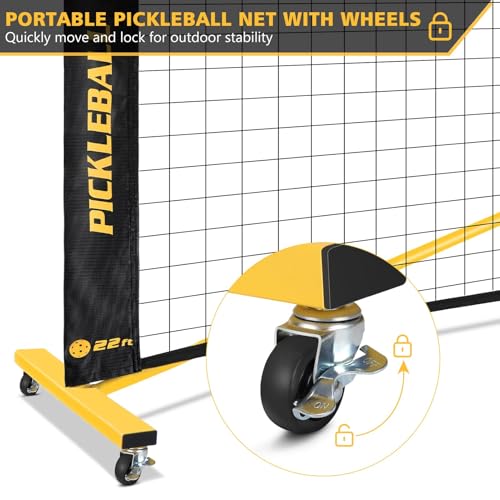 Fostoy Portable Pickleball Net Set with Wheels, 22 FT & Half Court 11 FT - image 2