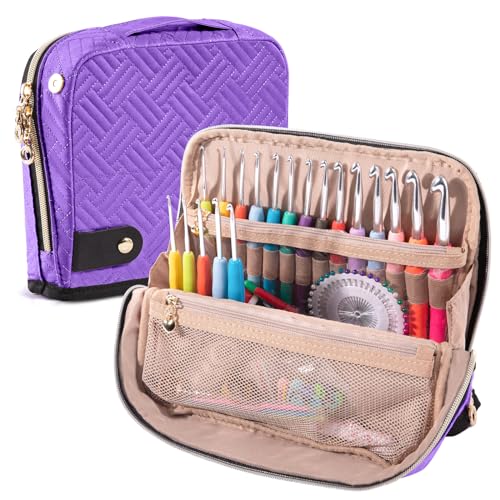 MYBAGZING Empty Crochet Hook Case - Crochet Hook Organizer Case Stand Up (Upgraded) -Corchet Organizer - Crochet Hook Holder for Knitting & Crochet Supplies, Crochet Needles, Crochet Accessories