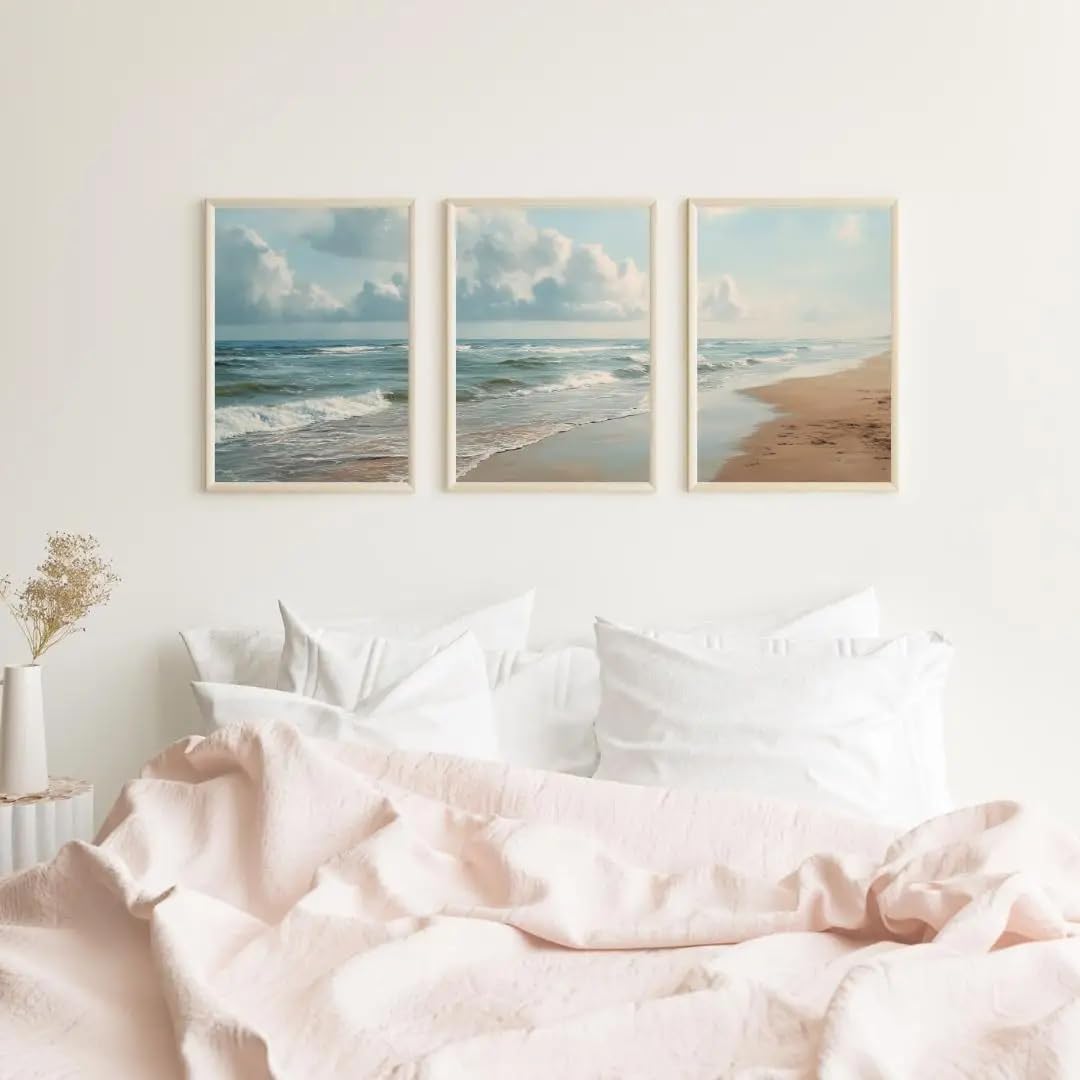 LTjiajuypd Ocean Beach Prints Painting Coastal Seascape Wall Art Canvas Poster Home Living Room Decoration(60x90cm-3Pcs)