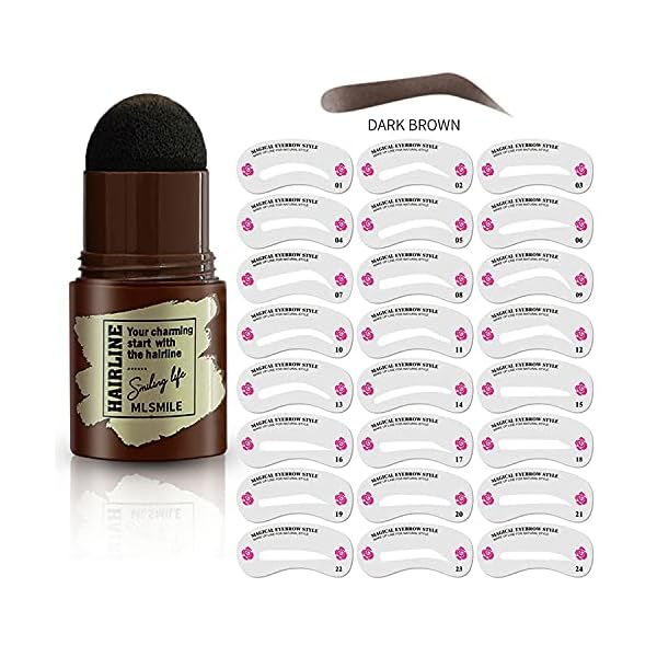 Eyebrow-Stamp-Shaping-Kit-Eyebrow-Powder-Stamp-Waterproof-Brow-Stamp-Shaping-Kit-Eyebrow-Definer-Makeup-Tools-with-24-Reusable-Eyebrow-Stencils-Dark-brow Eyebrow Stamp Shaping Kit, Eyebrow Powder Stamp Waterproof, Brow Stamp Shaping Kit Eyebrow Definer, Makeup Tools with 24 Reusable Eyebrow Stencils (Dark brow)
