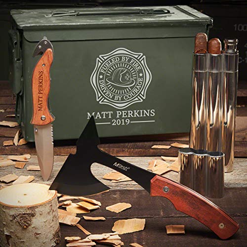HomeWetBar Sharpened Tools Fueled by Fire Personalized 50 Cal Ammo Can Gift Set (Custom Product)