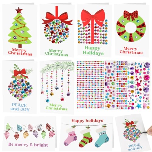 65Pcs 24 Sets Christmas Card Making Craft Kit Gem...