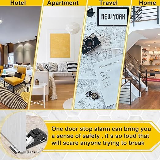 AP & ZP Upgraded Door Stopper Security Alarm, Portable 120dB Loud Entrance Alert Door Stop Alarm for Travel, Home, Apartment, and House 4