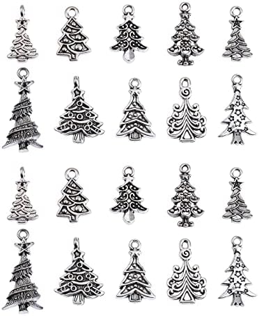 DanLingJewelry 100 pcs 10 Styles Skull Theme Tibetan Style Alloy Pendants Antique Sliver Skeleton Charms for DIY Jewellery Making