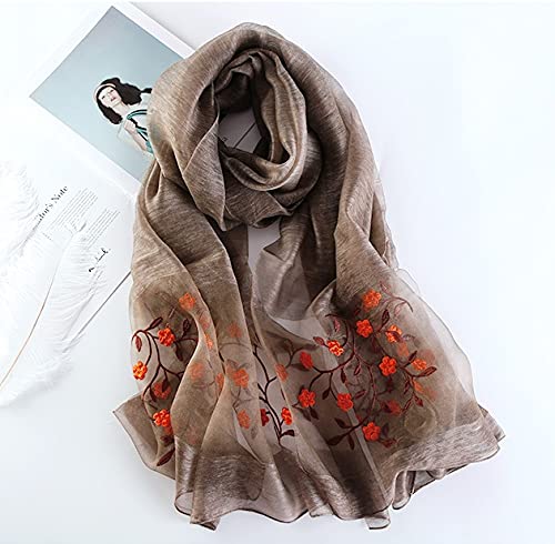 Women Lovely Silk&Wool Mixed Floral Embroidered Scarf Shawl Wrap4