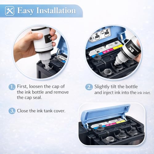 Image of ROHINK Compatible Refill Ink Bottles for Canon G Series Printer PIXMA G1000 G1010 G2000 G2002 G2010 G2012 G3000 G3010 G3012 G4000 G4010 (135ML Black,70ML Cyan, Yellow, Magenta)