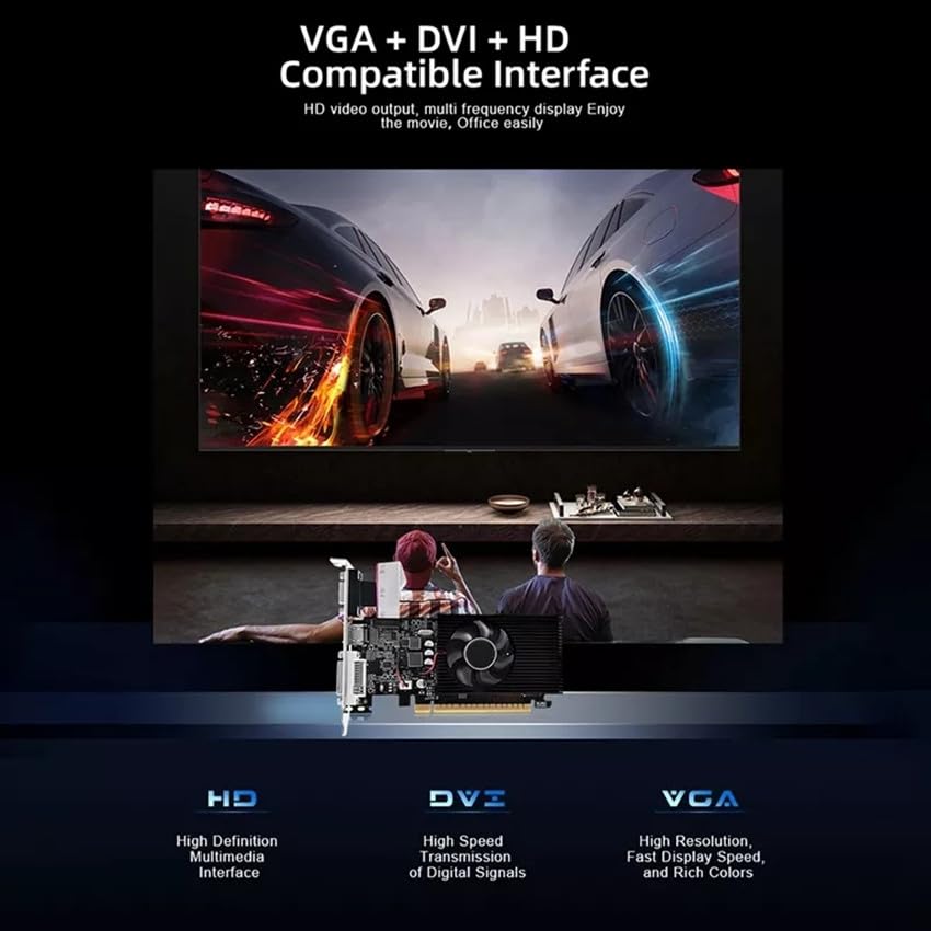 Image of XUANMO GT 730 Low Profile PC 4GB Graphics Card Gddr3 DDR3 Directx 11 128 Bit, VGA /DVI-D /HDMI, Pci E X16 2.0 X 16, Nvidia Video Card, Computer GPU