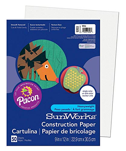 Sunworks 9x12 White 50ct Arts & Crafts Construction Paper Paper Pac9203 Pacon Corporation