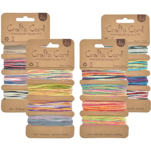 FOCCTS 16 Colors Hemp Cord for Jewelry Making, Colorful Thread Cord Hemp Wax Thread, Multi-Color Flax String Cord Natural Bracelet Rope String for Handmade Bracelets Keychains Craft Making Accessories