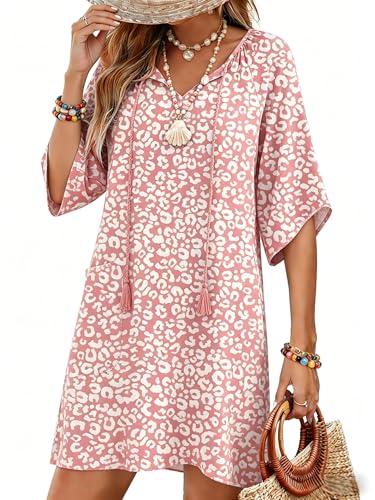 Image of Zeagoo Womens Summer Dress Casual Ruffle Tiered Floral Square Neck Sundresses Beach Boho Mini A-line Dress 2026 with Pockets