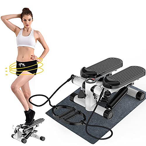 Mini Stepper Exercise Fitness, Stepper HomeTrainer, Up-Down-Stepper con Cables de Resistencia y Pantalla LCD, máquina de