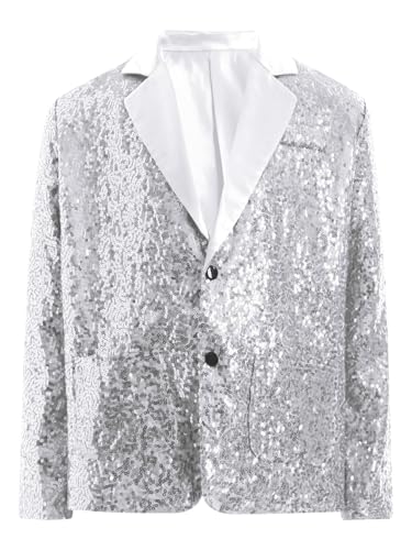 Kids Girls Sparkly Blazer Jacket Long Sleeve Sequin Lapel Suit Jacket Coat for Hip Hop Jazz Dance3