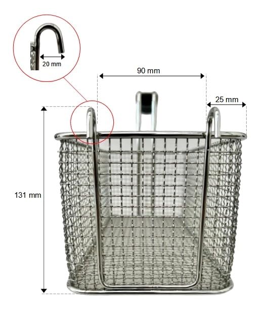 FCR0253 - CESTINO MADE IN ITALY PER FRIGGITRICE PROFESSIONALE MISURE 140X300X120H MM + GANCI IN ACCIAIO CROMATO CESTELLO FRIGGITRICE ACCIAIO