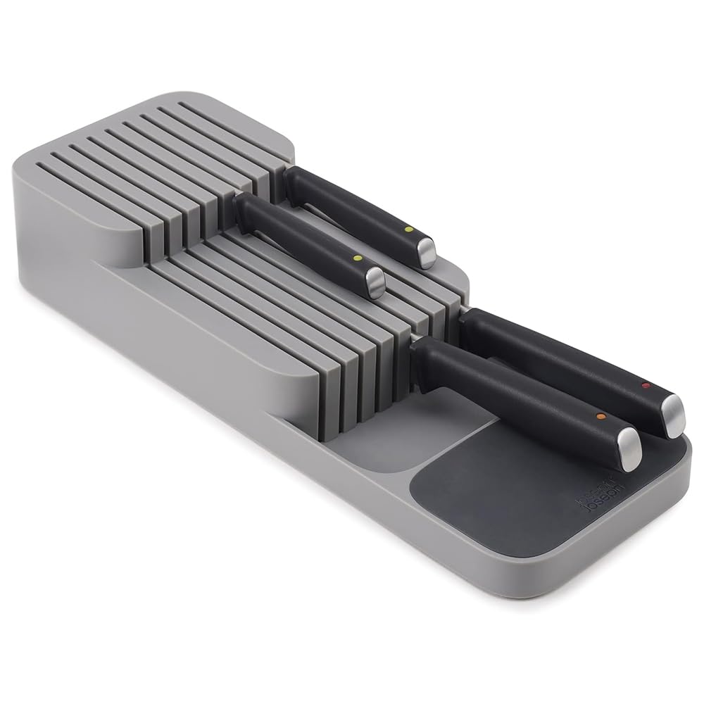 AMERTEER Plastic Knife Block Holder Drawer Knives, Kitchen Knife Organizer, Space-Saving Drawer Knife Holder for Small & Large Knives Storage Rack, Cutlery Tableware Container, Fits for Knife Sizes