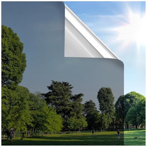 rabbitgoo Window Privacy Film One Way Window Tint for Home, Removable Reflective Heat Sun Blocking...