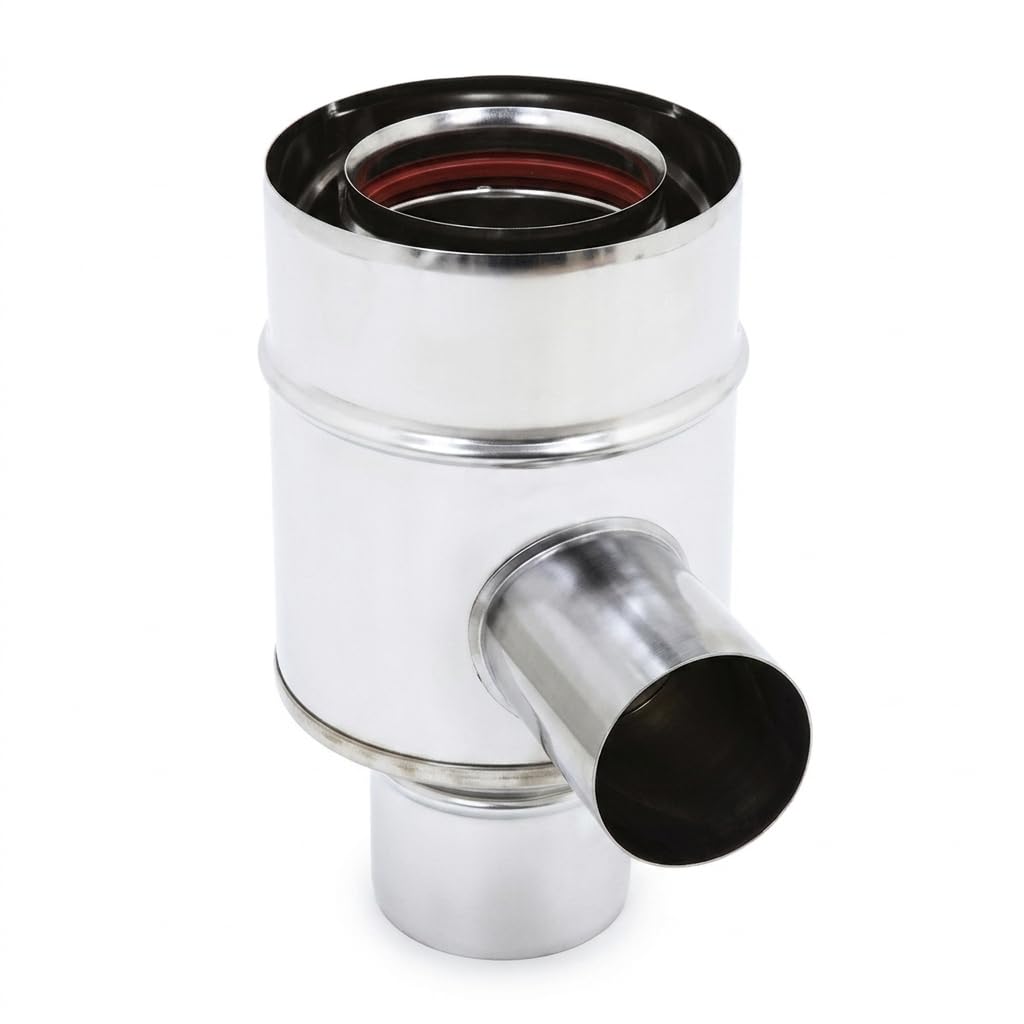 MAKA Collettore Coassiale Verticale Canna Fumaria Pellet Inox Ø 100/150 mm