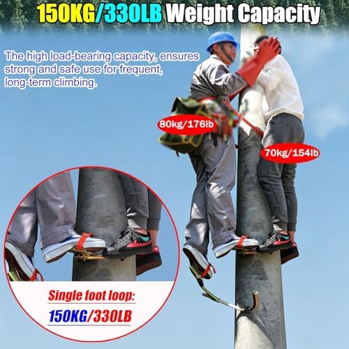Utility Pole Climbing Shoes with Non-Slip Rubber Pads for Lineworkers, Adjustable Fits 10"-22" Poles, Durable Climbing Gear for Maintenance and Safety - 1
